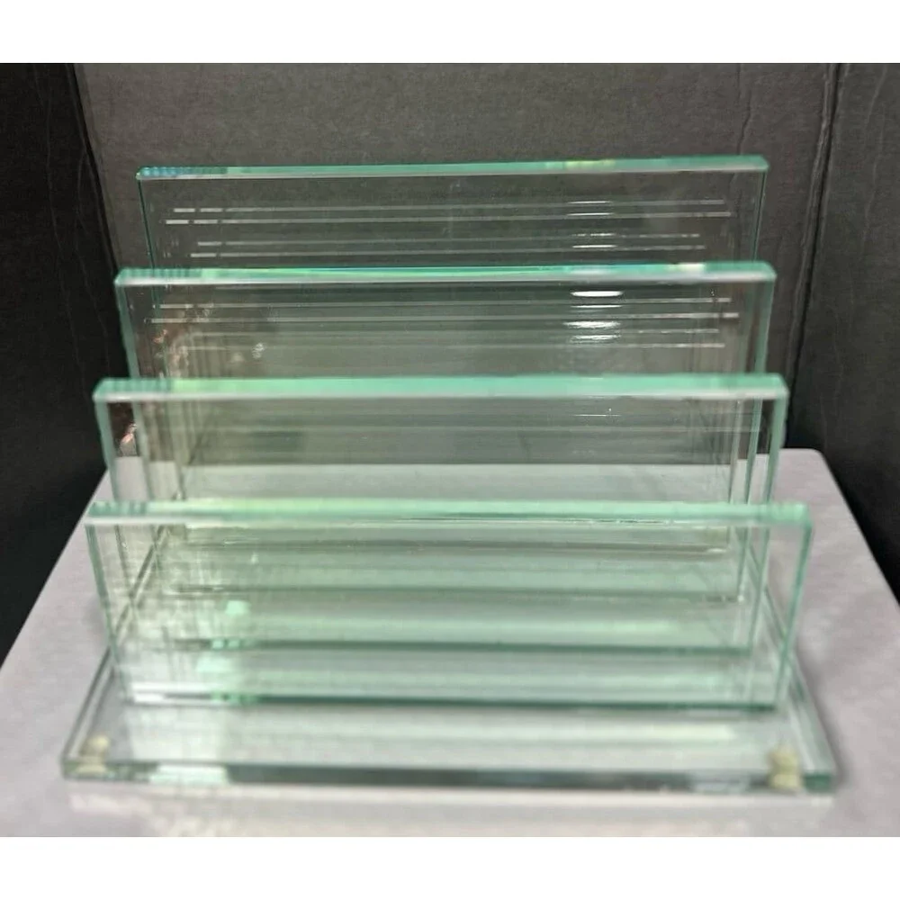 Vintage Modern Heavy Glass Letter Sorter | 4-Tier Graduated Mail Organizer MCM